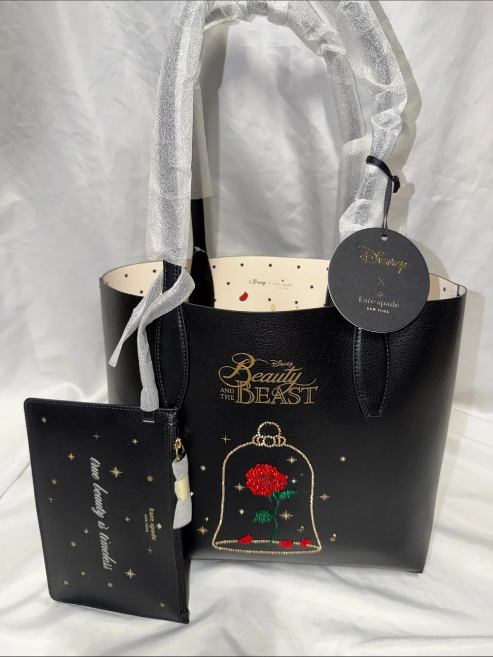 Kate Spade x Disney  beauty, and the beast Blinged tote bag